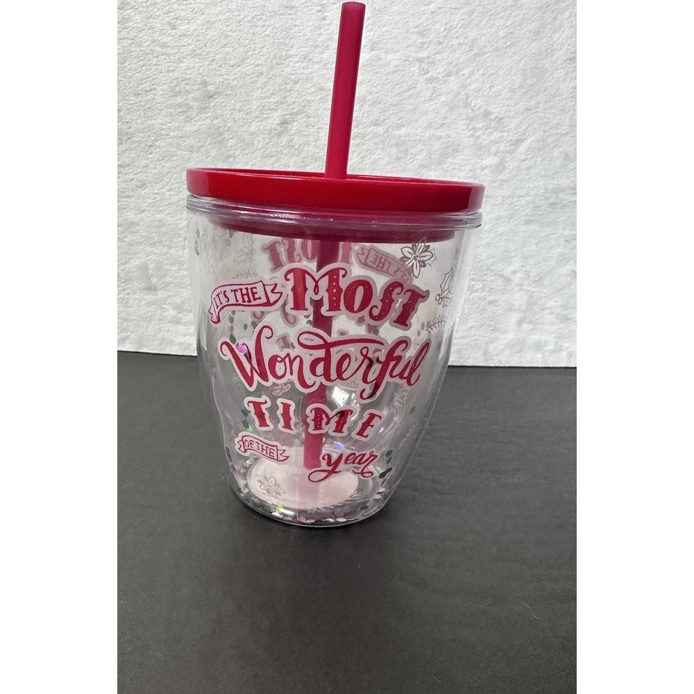 New Christmas Tumbler With Straw-Most Wonderful Time Of The Year 16oz Red